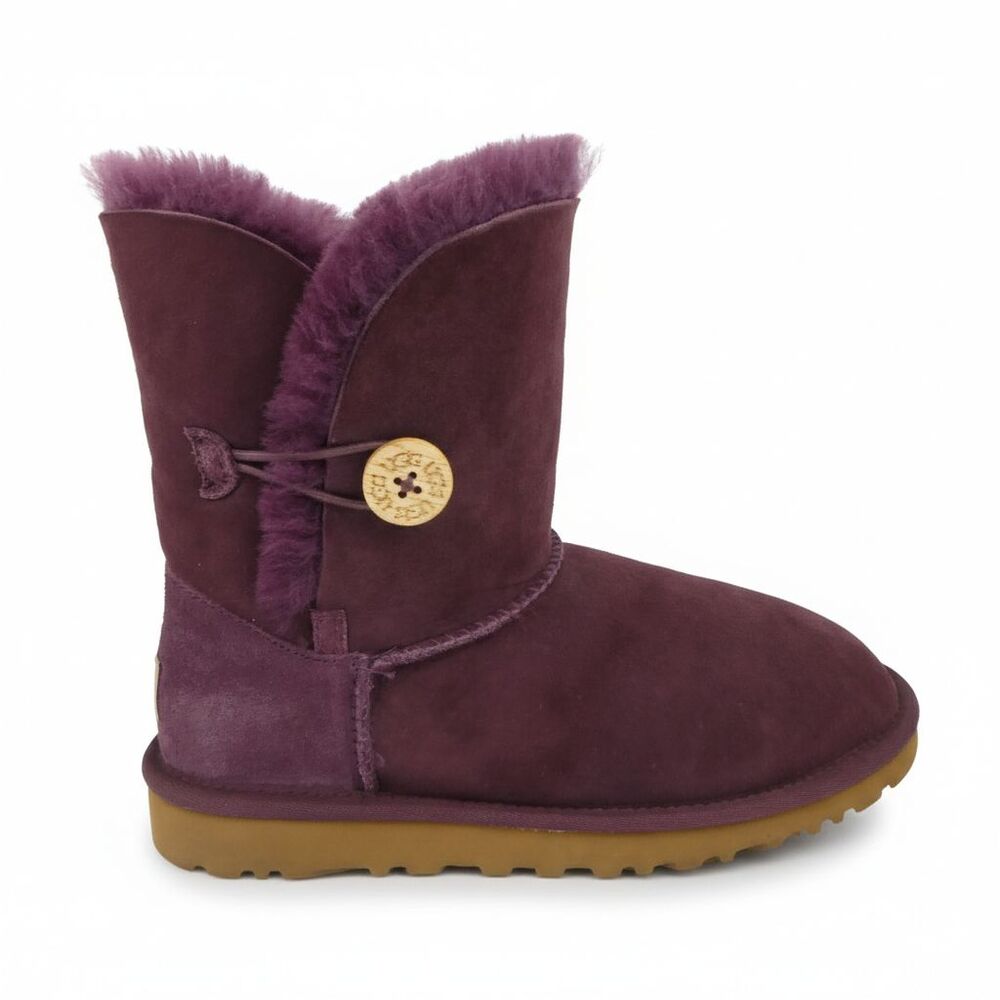 UGG Australia Bailey Button 5991Y Kids Girls US Size 5 Oxblood Red Suede Boots